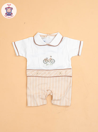 White & Beige  - Cotton Half Rompers