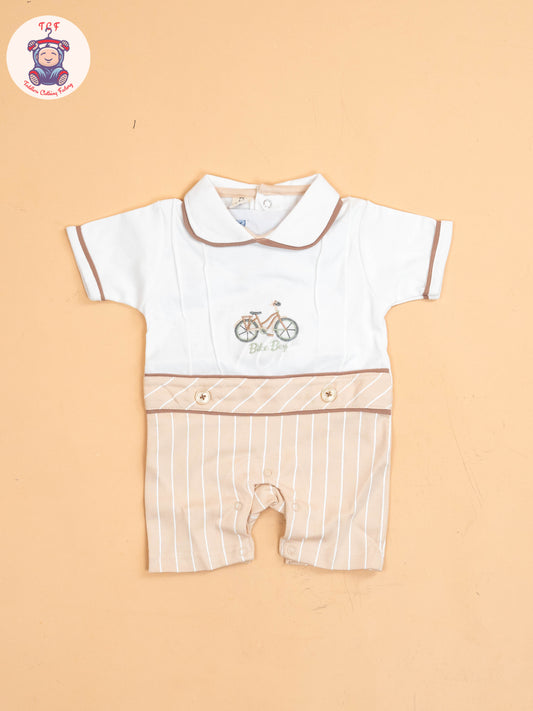 White & Beige  - Cotton Half Rompers