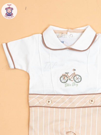 White & Beige  - Cotton Half Rompers