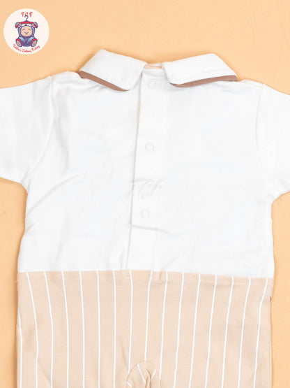 White & Beige  - Cotton Half Rompers