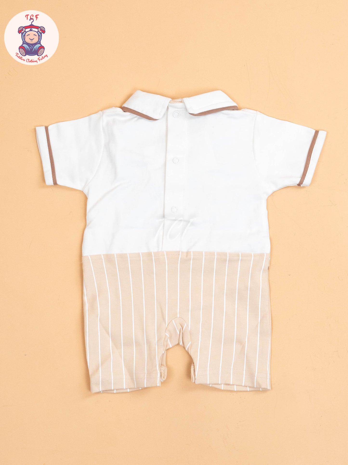 White & Beige  - Cotton Half Rompers