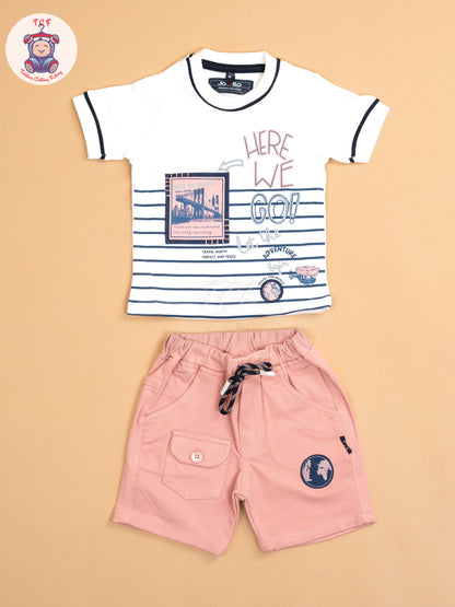 White & Pink  - T- Shirts & Shorts