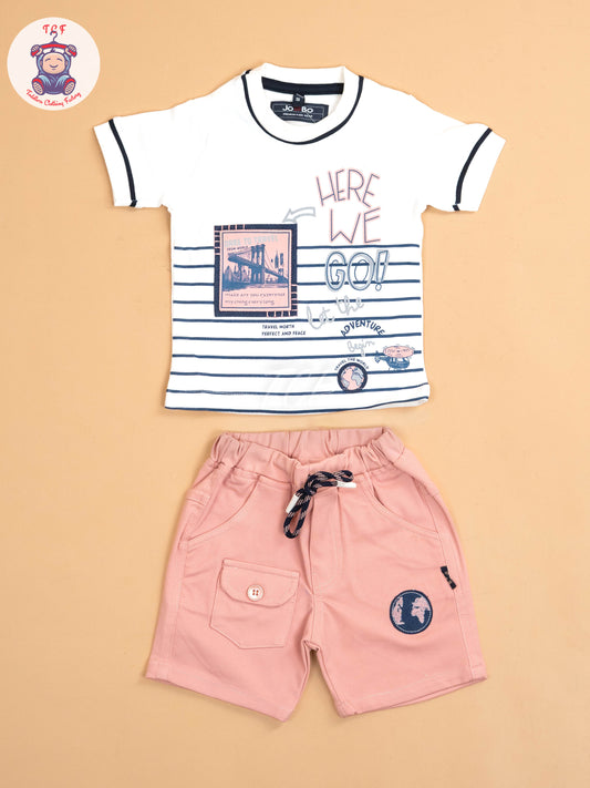 White & Pink  - T- Shirts & Shorts