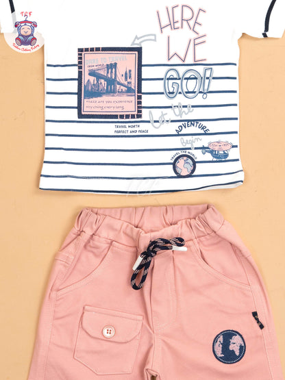 White & Pink  - T- Shirts & Shorts