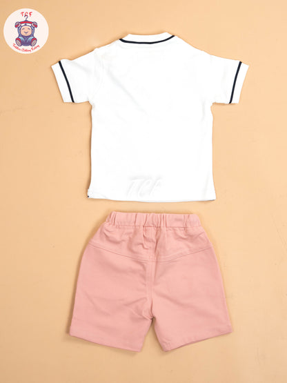 White & Pink  - T- Shirts & Shorts