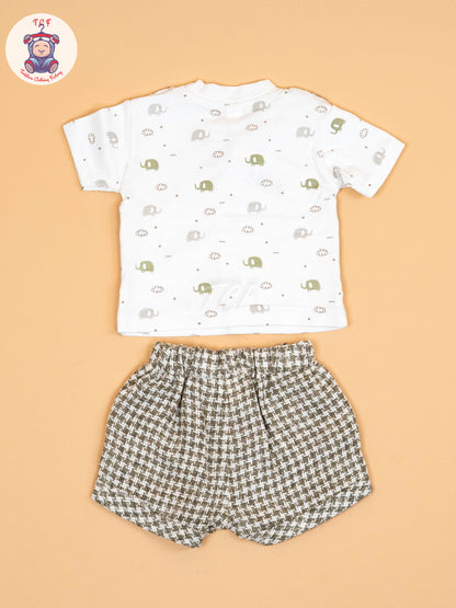 Green  & White   - T-Shirts & Shorts