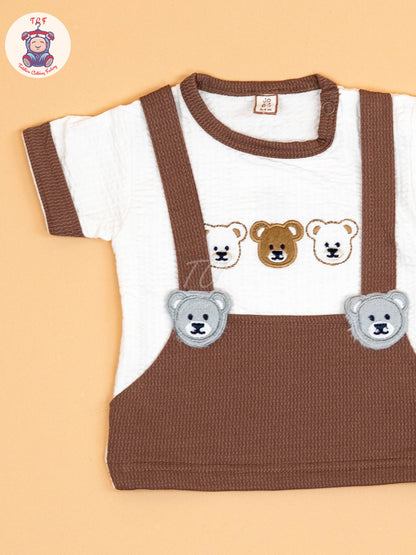 Brown &  White   - T-Shirts & Shorts