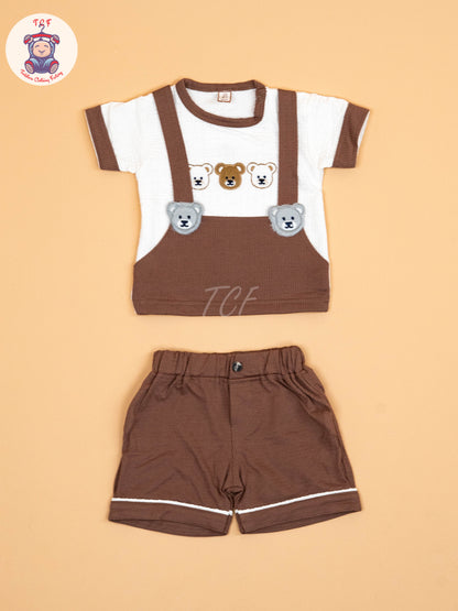 Brown &  White   - T-Shirts & Shorts