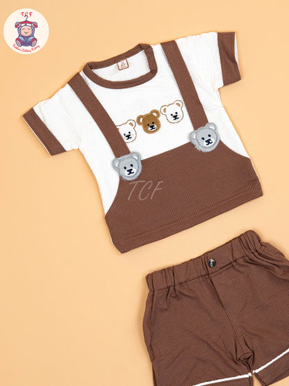 Brown &  White   - T-Shirts & Shorts