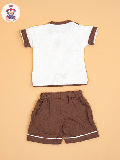 Brown &  White   - T-Shirts & Shorts