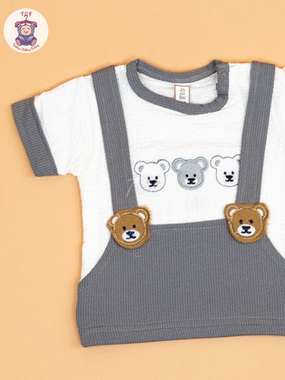 Grey & White  - T-Shirts & Shorts