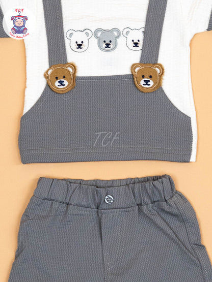 Grey & White  - T-Shirts & Shorts