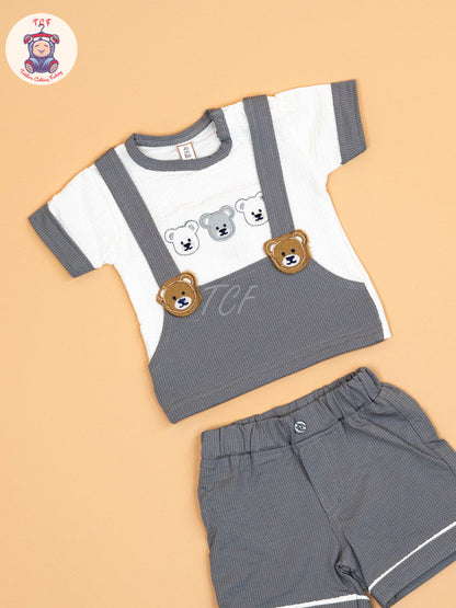 Grey & White  - T-Shirts & Shorts