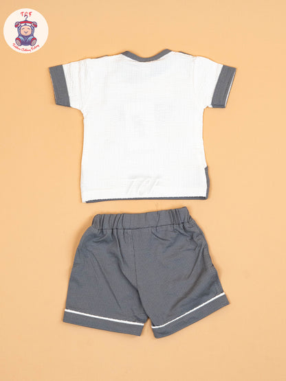 Grey & White  - T-Shirts & Shorts