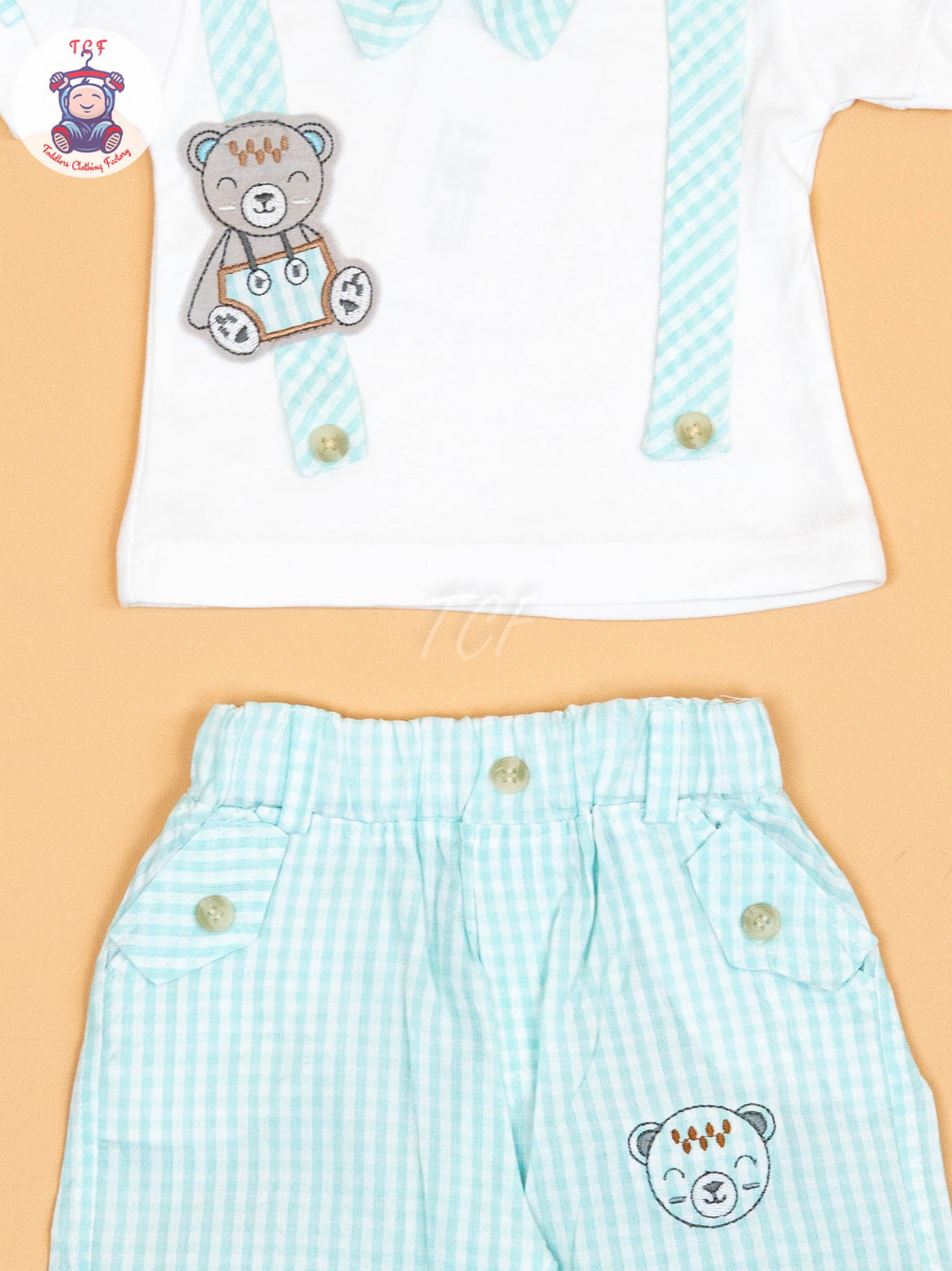 White & Lite Green- T-Shirts & Shorts