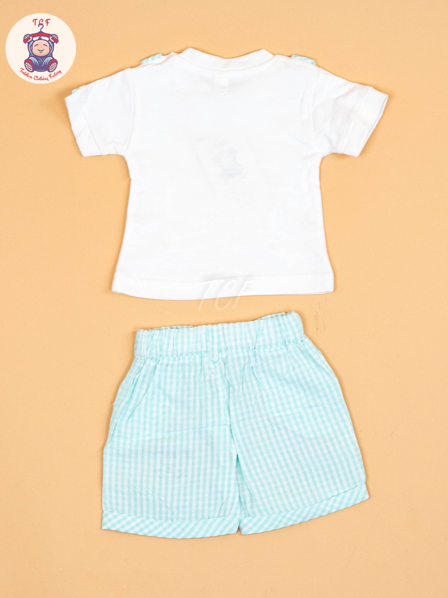 White & Lite Green- T-Shirts & Shorts