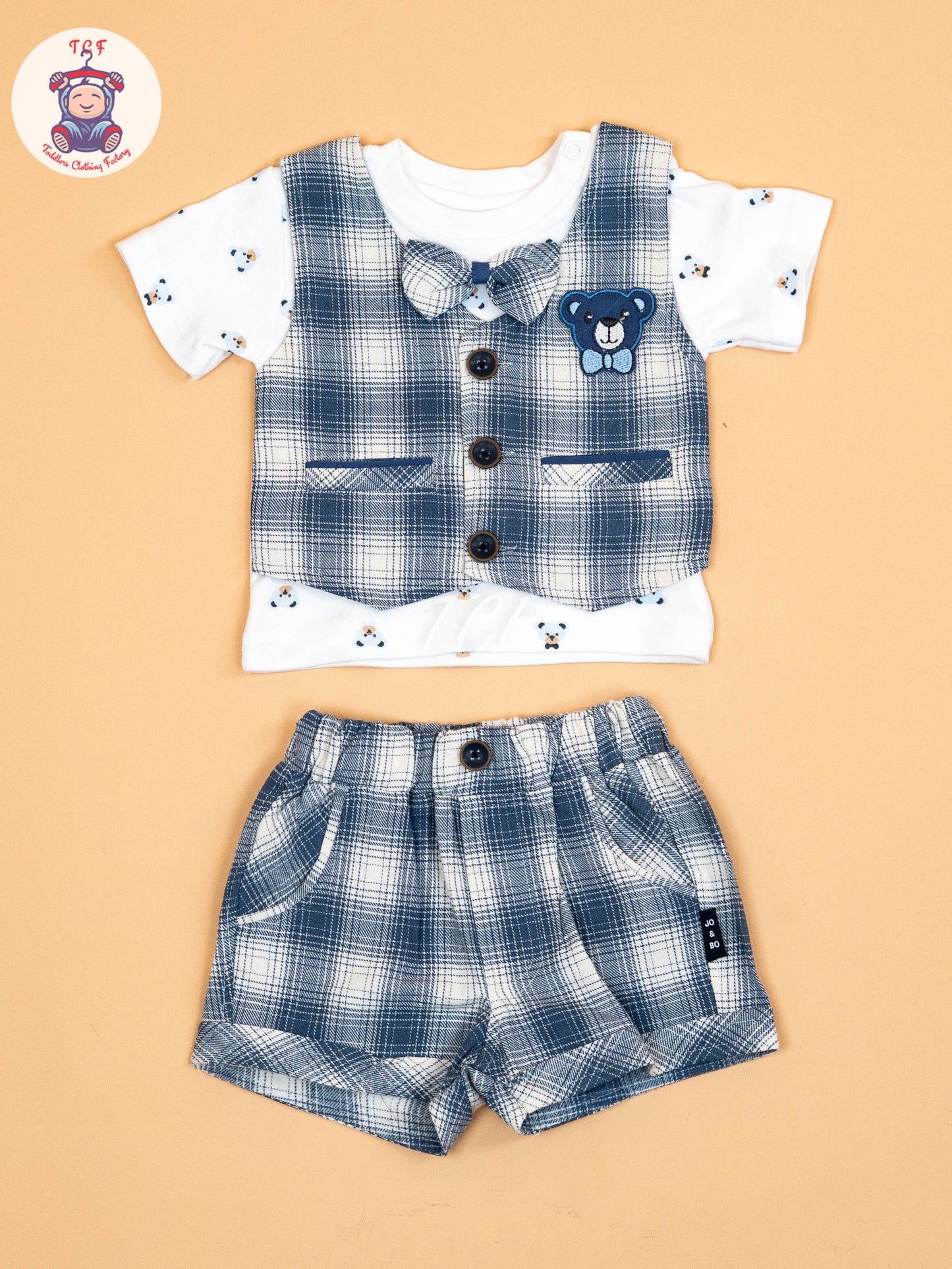 White  & Navy Blue - T- Shirts & Shorts