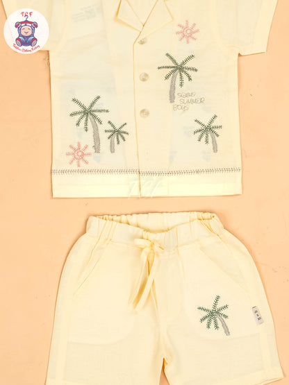 Yellow -  Boys Readymade Cotton Shirts & Shorts