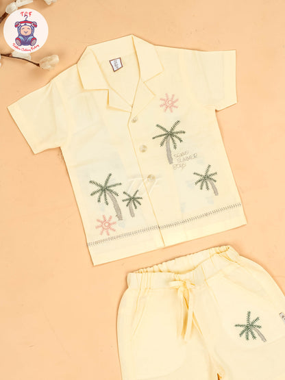 Yellow -  Boys Readymade Cotton Shirts & Shorts