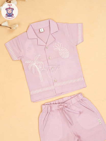 Onion Pink -  Boys Readymade Cotton Shirts & Shorts