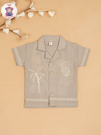 Chocolate Brown -  Boys Readymade Cotton Shirts & Shorts