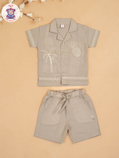Chocolate Brown -  Boys Readymade Cotton Shirts & Shorts