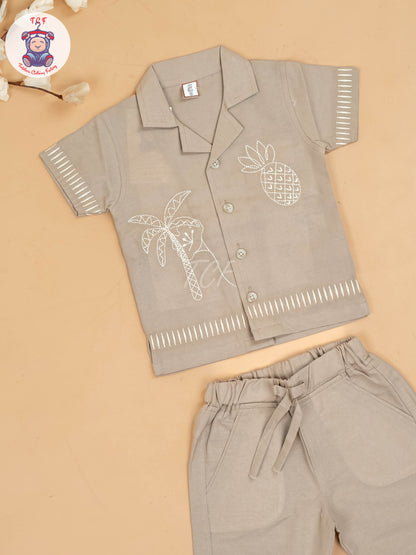 Chocolate Brown -  Boys Readymade Cotton Shirts & Shorts