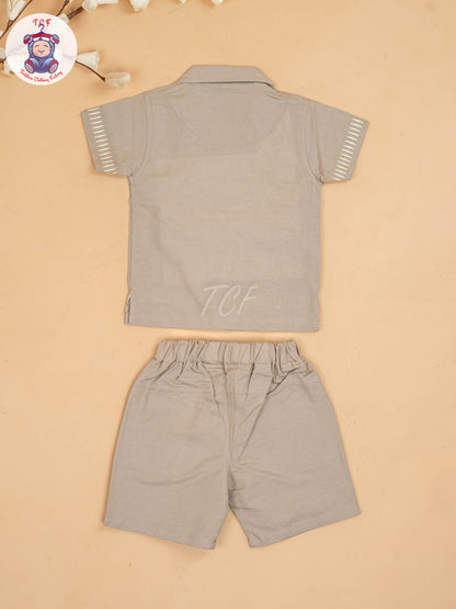 Chocolate Brown -  Boys Readymade Cotton Shirts & Shorts