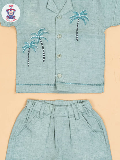 Blue -  Boys Readymade Cotton Shirts & Shorts