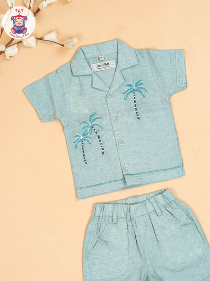 Blue -  Boys Readymade Cotton Shirts & Shorts