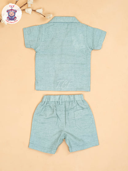 Blue -  Boys Readymade Cotton Shirts & Shorts
