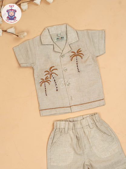 Chocolate Brown -  Boys Readymade Cotton Shirts & Shorts