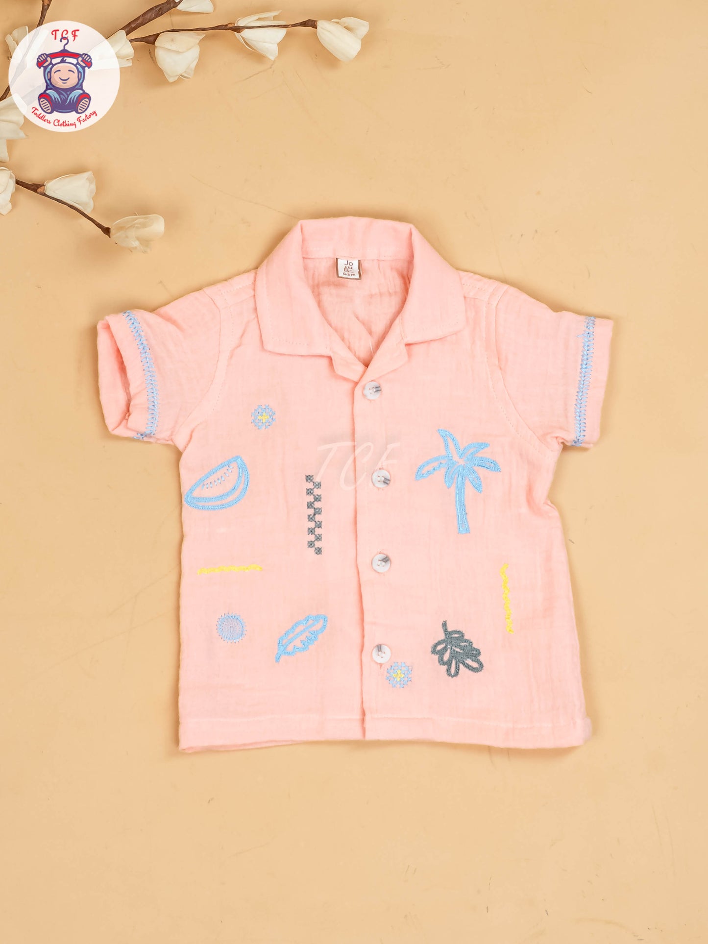 Peach -  Boys Muslin Readymade Cotton Shirts & Shorts