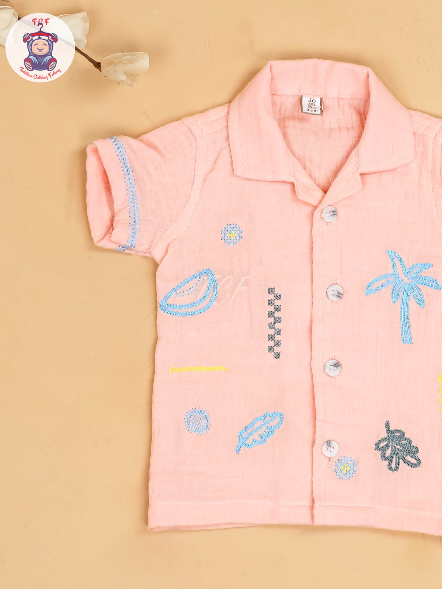 Peach -  Boys Muslin Readymade Cotton Shirts & Shorts