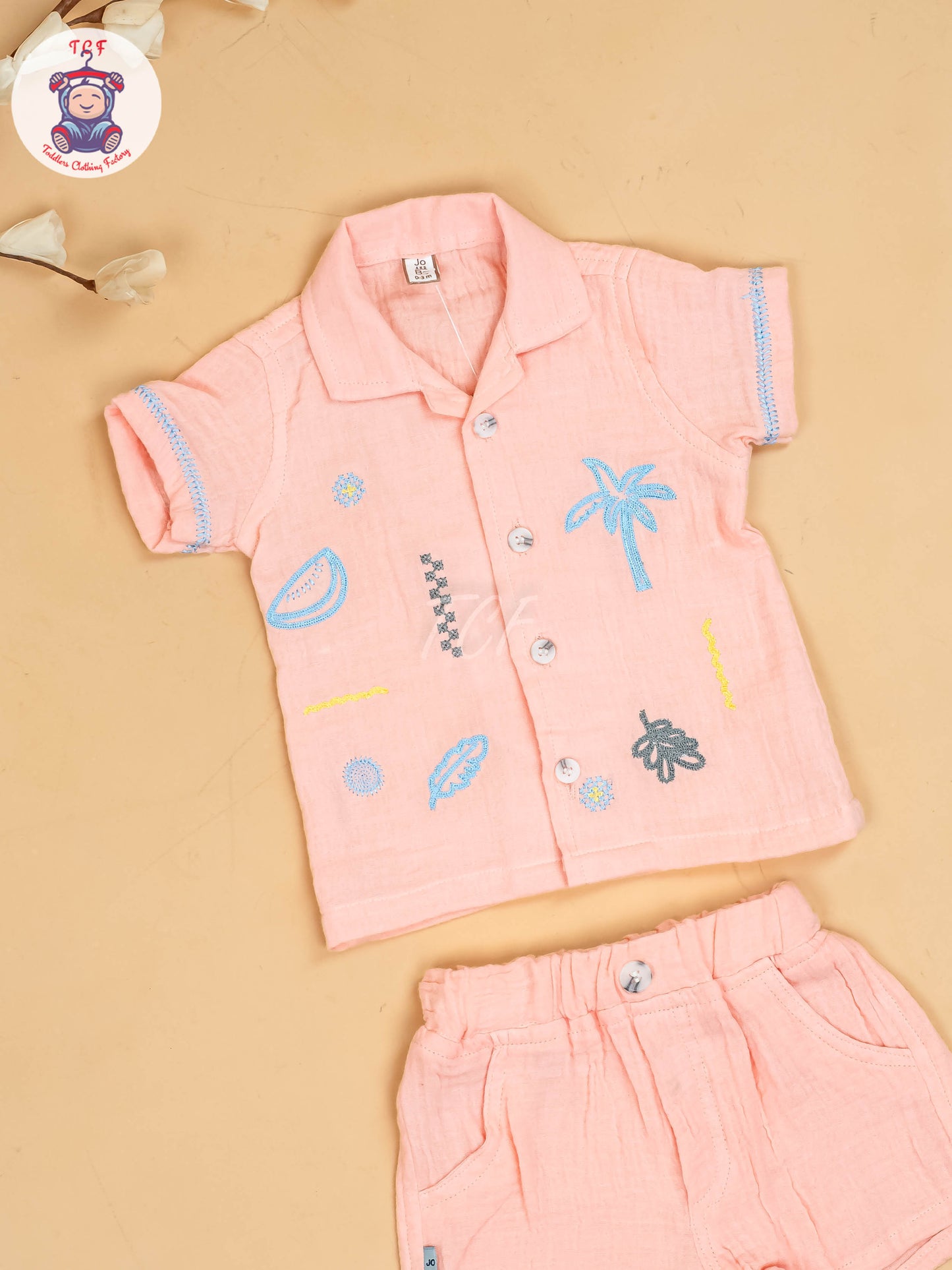 Peach -  Boys Muslin Readymade Cotton Shirts & Shorts