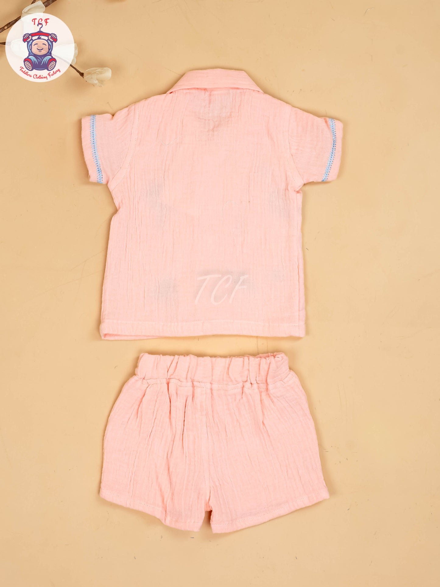 Peach -  Boys Muslin Readymade Cotton Shirts & Shorts