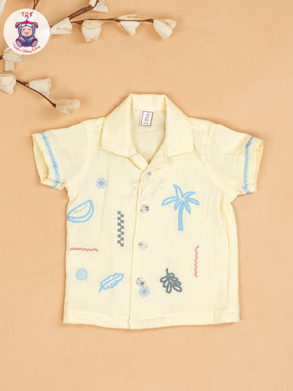 Yellow -  Boys Muslin Readymade Cotton Shirts & Shorts