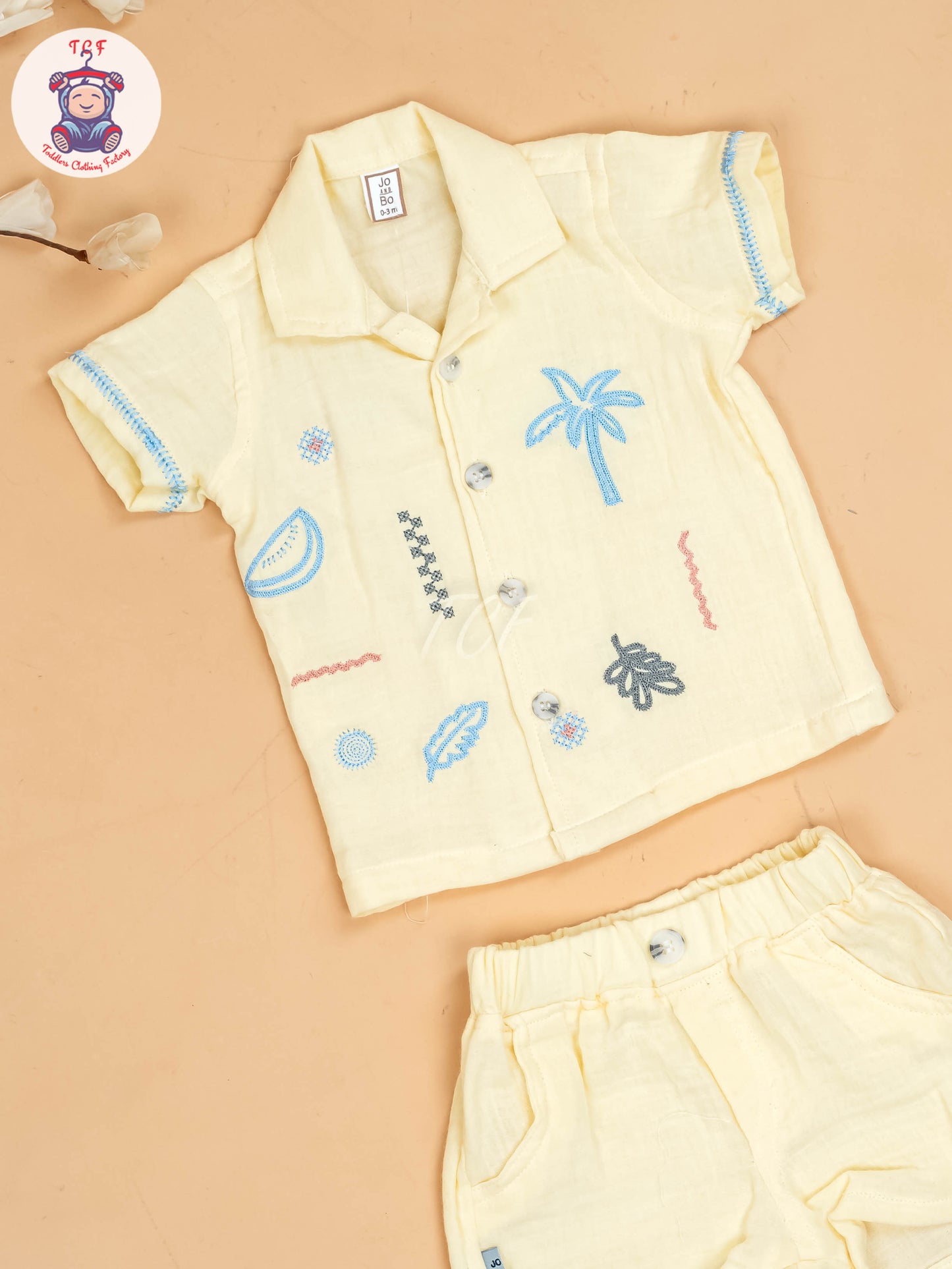Yellow -  Boys Muslin Readymade Cotton Shirts & Shorts