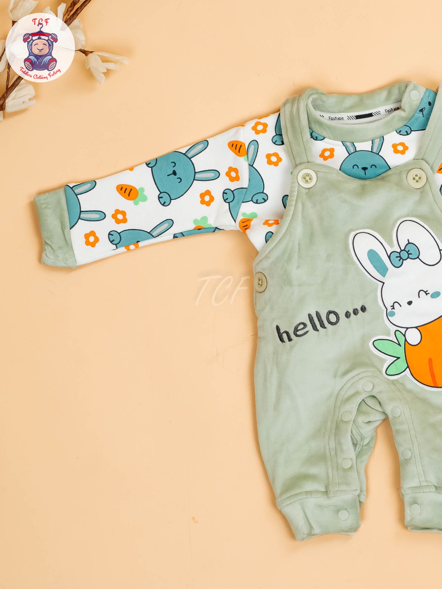 Green - Carrot & Rabbit Jumpsuits