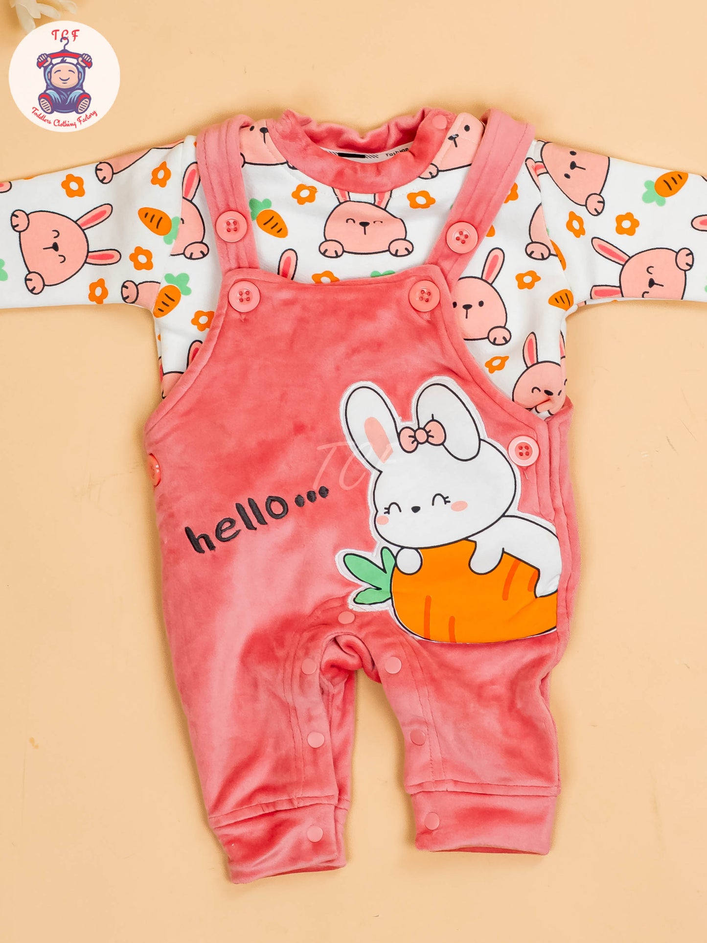 Peach - Carrot & Rabbit Jumpsuits