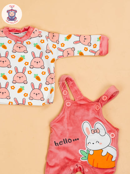 Peach - Carrot & Rabbit Jumpsuits