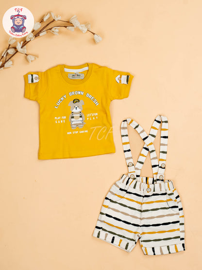 Yellow & Beige - T-Shirts & Suspender Sets