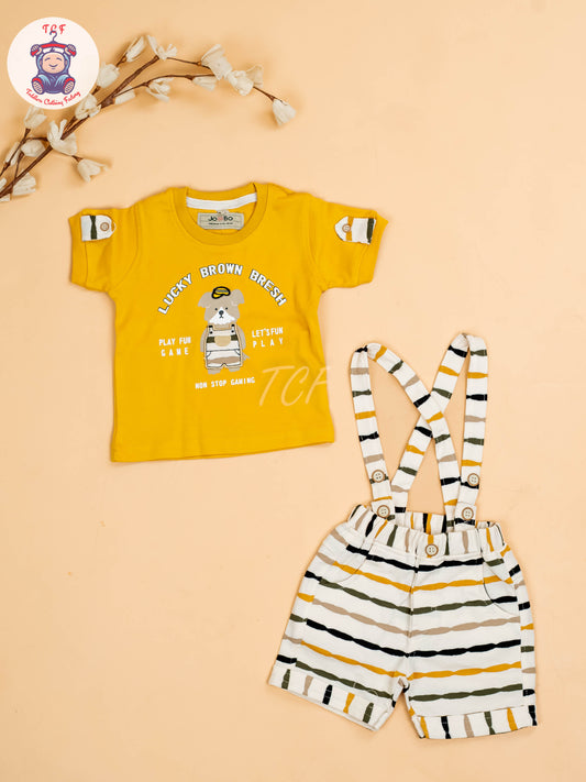 Yellow & Beige - T-Shirts & Suspender Sets