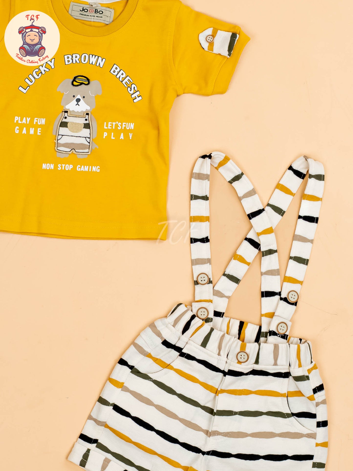 Yellow & Beige - T-Shirts & Suspender Sets