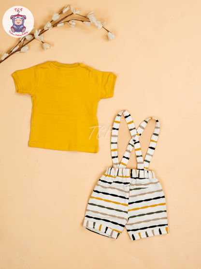 Yellow & Beige - T-Shirts & Suspender Sets