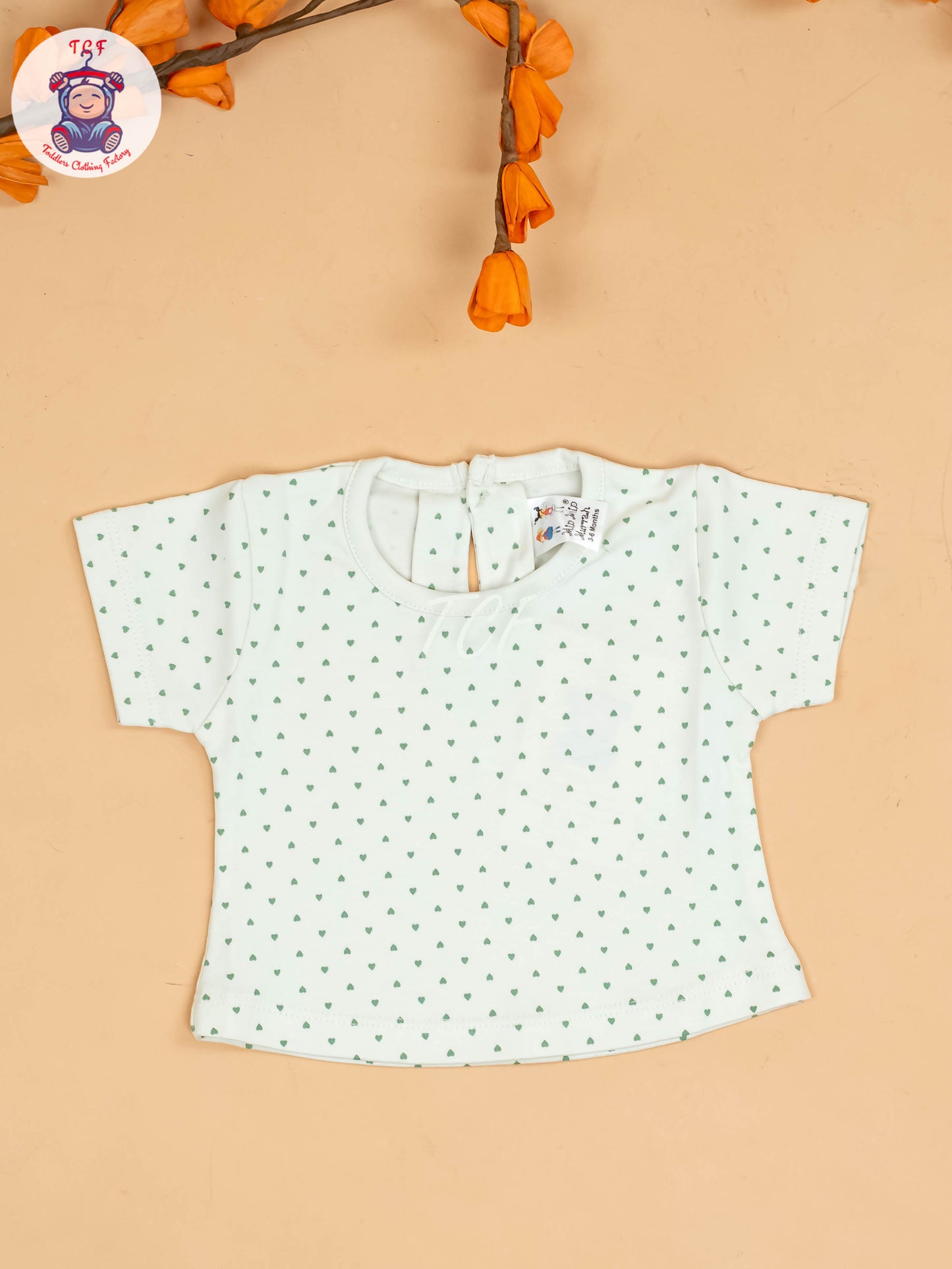 Green & White - Girls Printed Casual Frocks