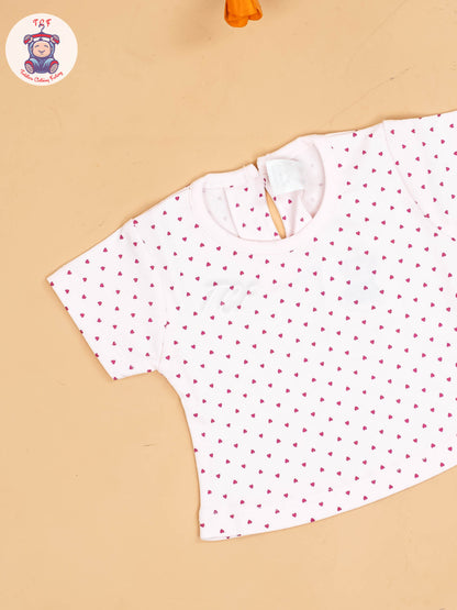 Pink & White - Girls Printed Casual Frocks