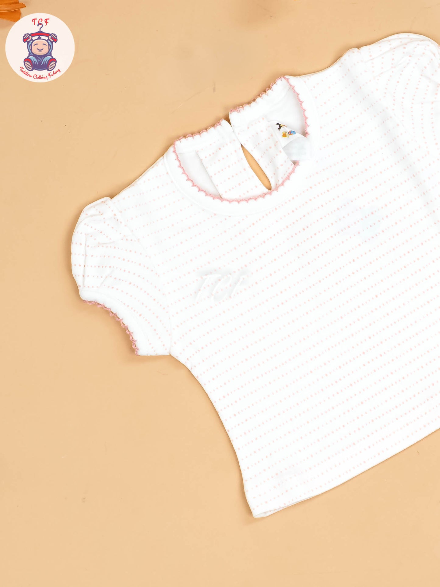 Baby Pink & White - Girls Printed Casual Frocks