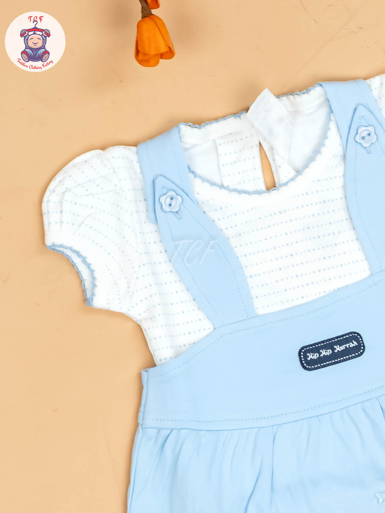 Sky Blue & White - Girls Printed Casual Frocks