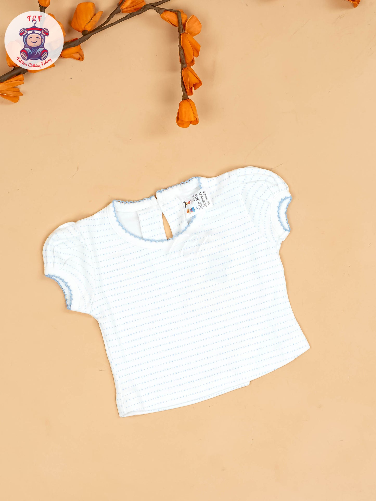 Sky Blue & White - Girls Printed Casual Frocks